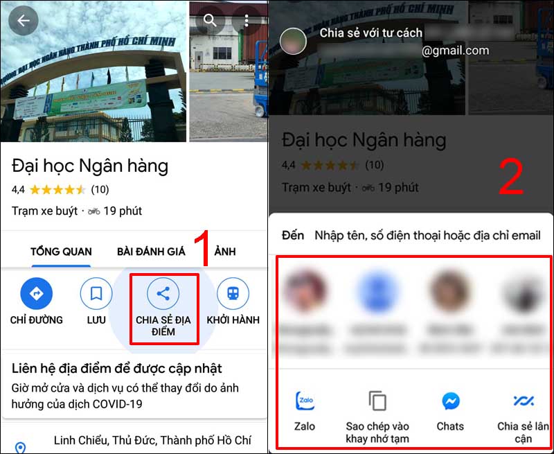 Nhấn vào người bạn muốn chia sẻ